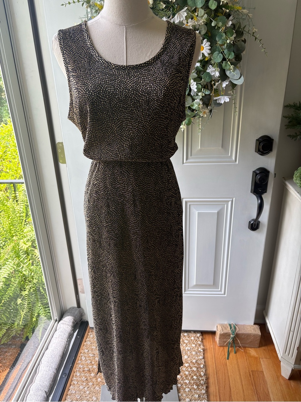 Vintage 90’s Choices Black Midi Skirt Set with Gold Dot Print